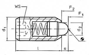 Spring Plungers with round-ended bolt and internal hexagon diagram