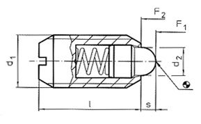 Spring Plungers with Round-Ended Bolt and Slot diagram