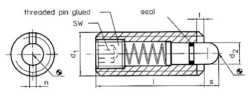 Spring Plungers with Internal Hexagon and Seal diagram