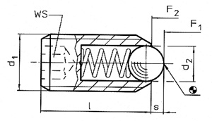 Spring Plungers with Ball and Internal Hexagon diagram